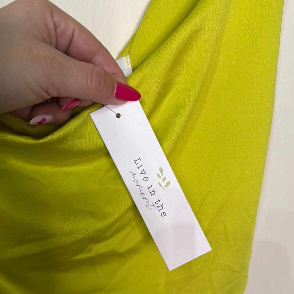 Live in the Moment Chic One-Shoulder Lime Green Top - Picture 3 of 7